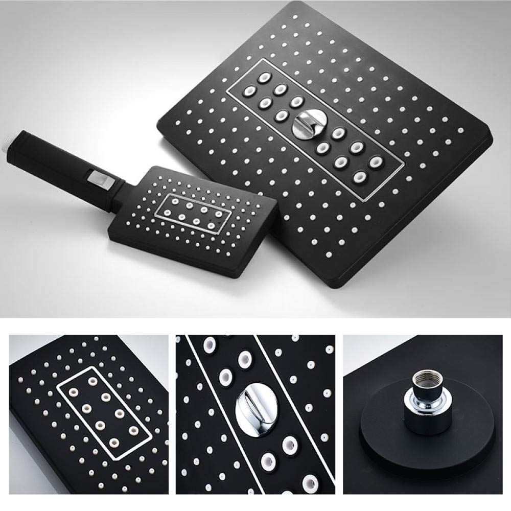 Zestaw baterii prysznicowych z czarną diodą LED, 3-kierunkowy prysznic z opadami deszczu, 2-funkcyjny cyfrowy wyświetlacz LED, bateria mieszająca, podtynkowa wanna prysznicowa,