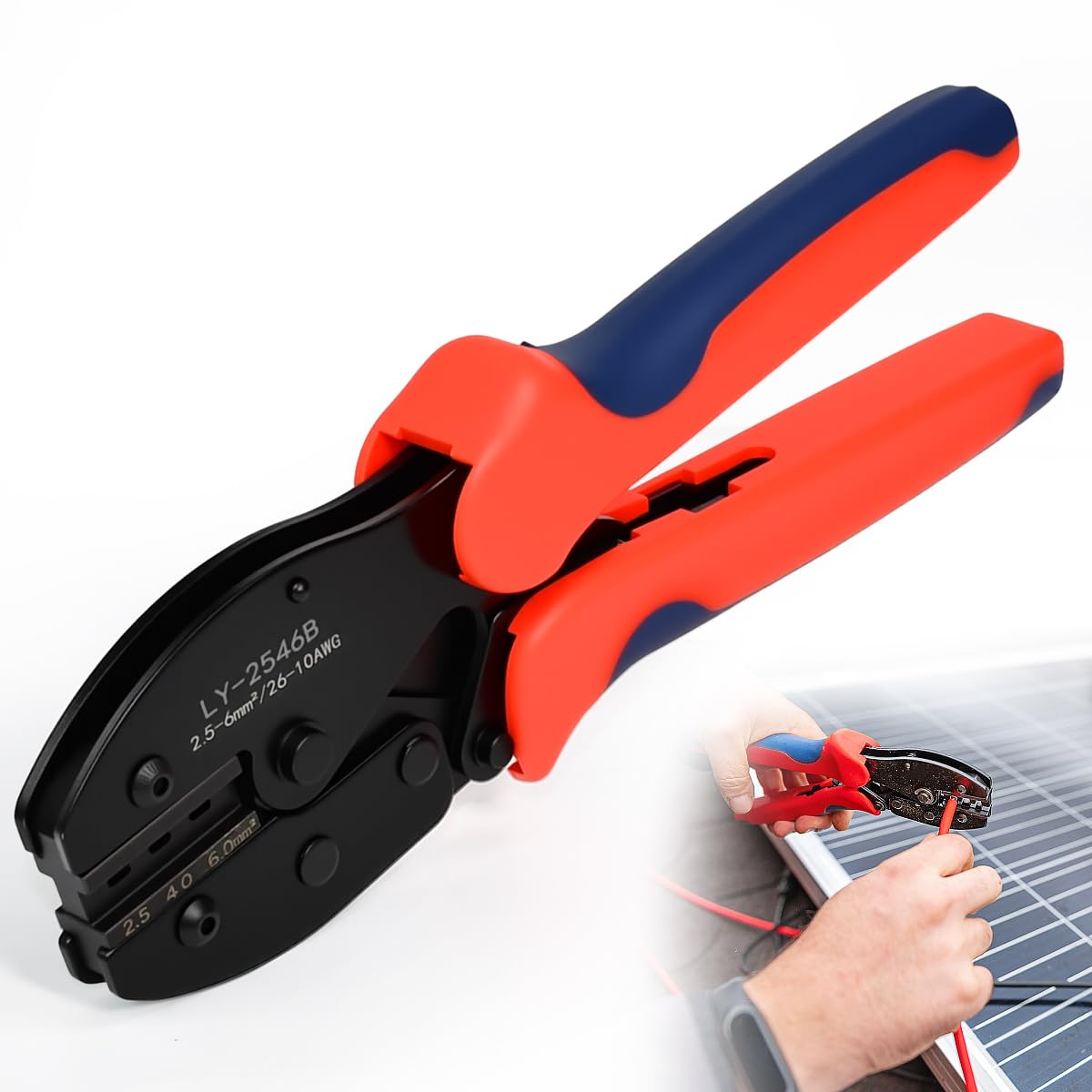 Crimpadora MC4 Solar para Conectores Aislado 2,5/4/6 mm² Herramienta de Crimpado Fotovoltaico