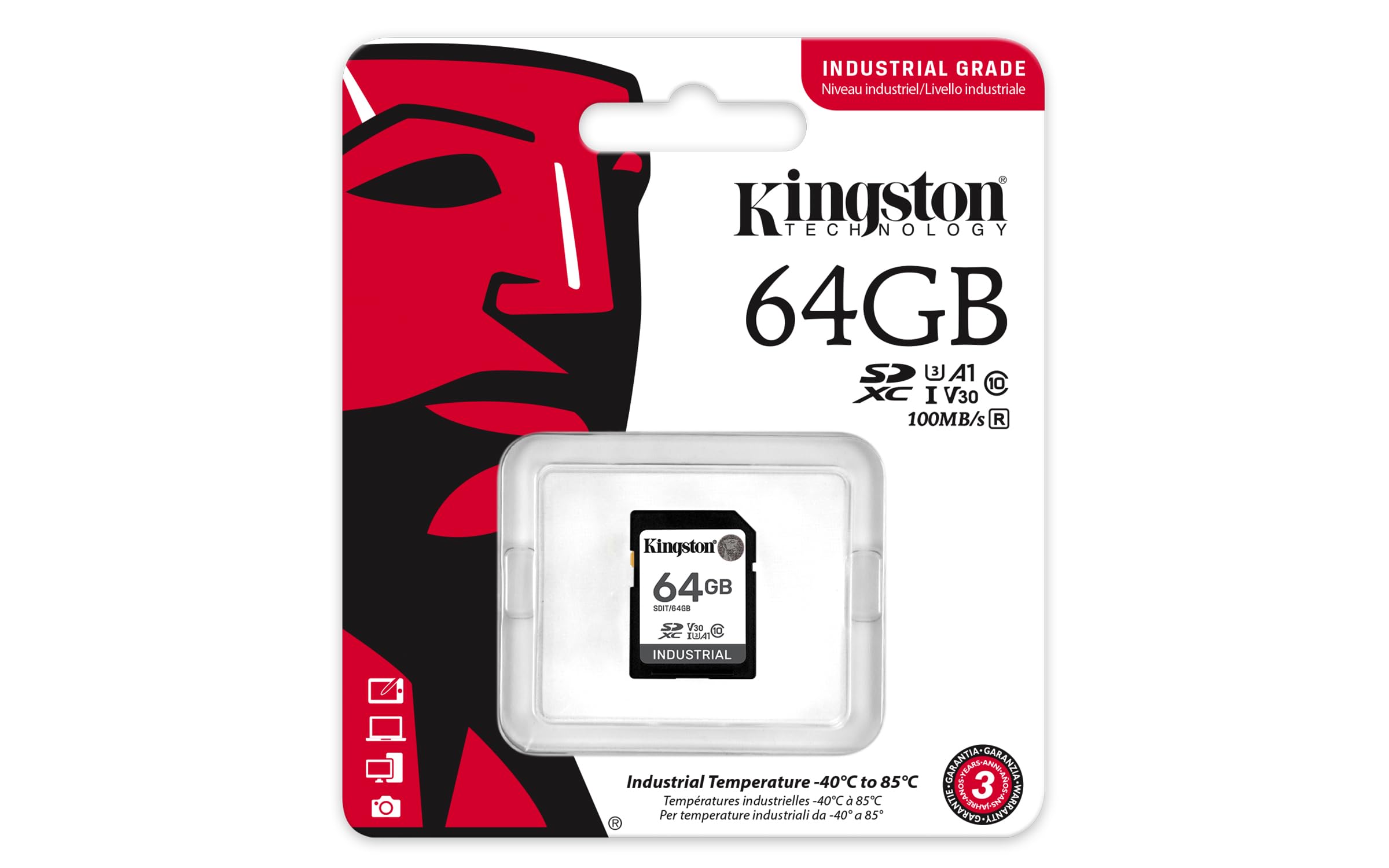 Kingston Tarjeta SDHC 8GB Industrial Pslc Class 10, UHS-I, U3, V30, A1 pSCL
