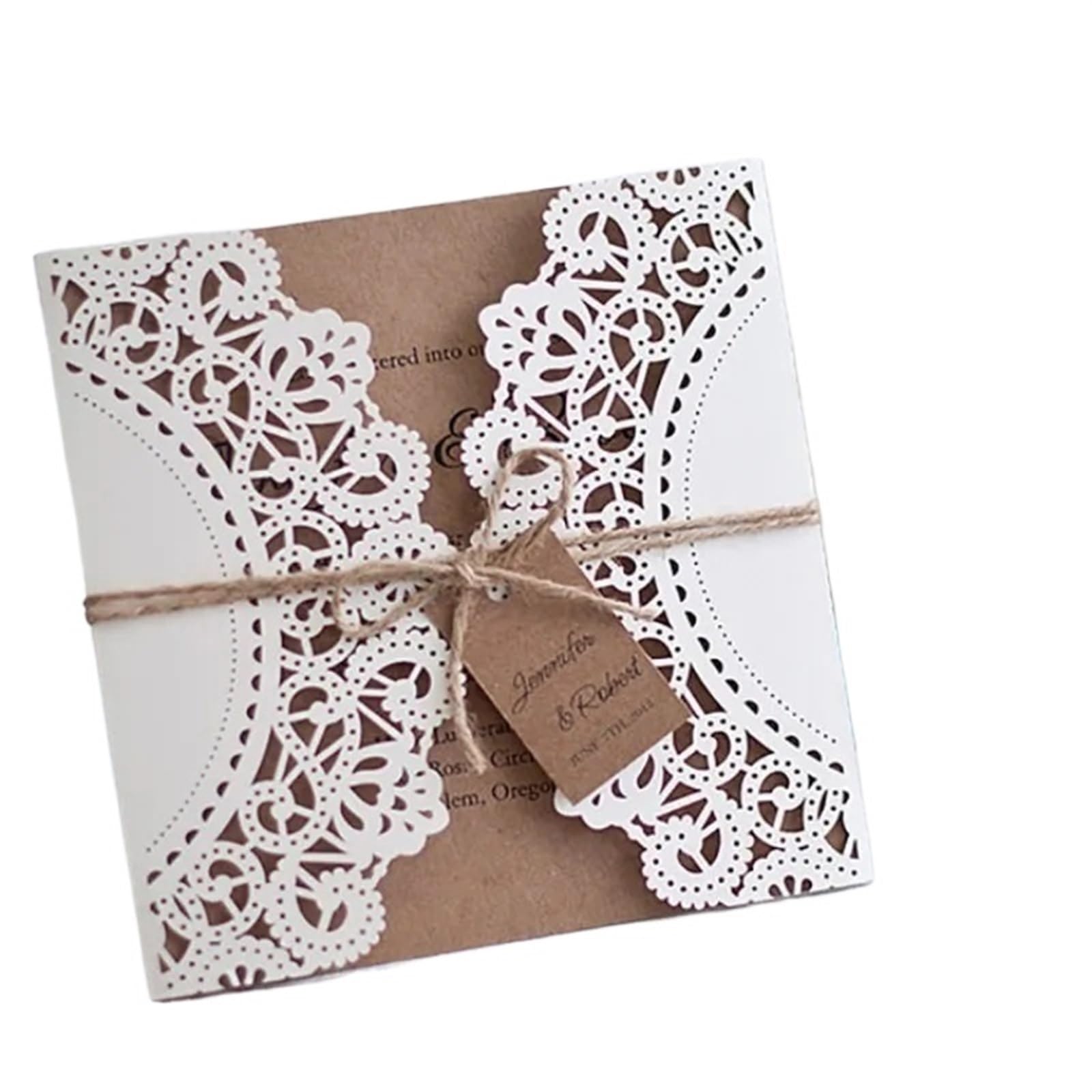 Einladungskarten Hochzeit 50 Stück Papier-Laserschnitt-Hochzeitseinladungskarten-Sets mit Umschlägen, Geburtstagsgeschenk, Grußkarten, Hochzeitsdekoration, Partyzubehör(White)
