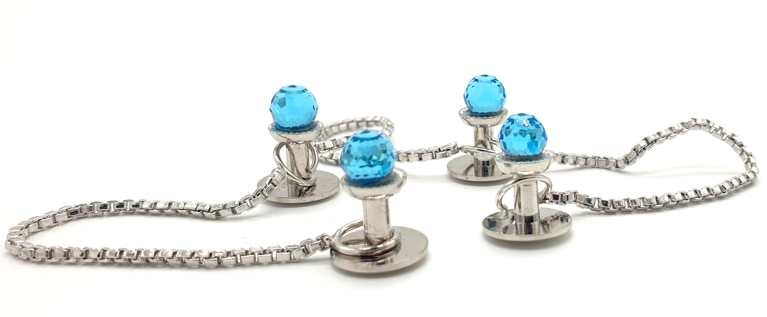 Maskey Swarovski Silver Plated Rhodim Sky Blue Diamond Refrative Designer Luxury Brass Metal Buttons-picture-28