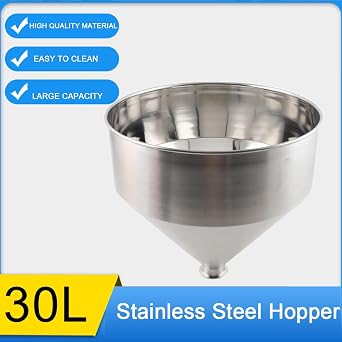 Large Funnel Stainless Steel Hopper 30L 1025oz Liquid Paste Filling Hopper for Liquid Paste Filling Container Powder Filling Machine Hopper Heavy Duty Funnel Filling Machine Accessories