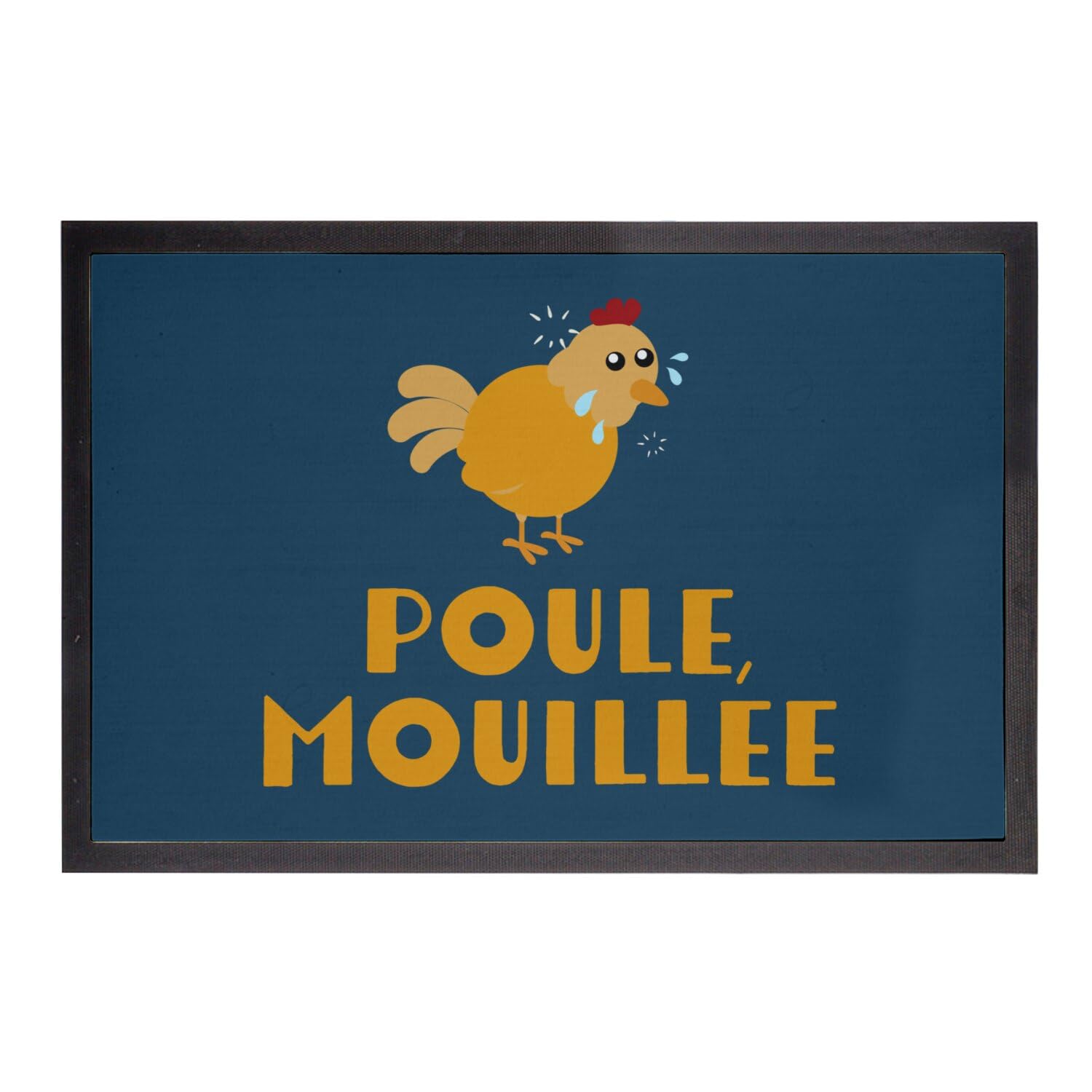 Paillasson bleu original Poule Mouillée tapis d'entrée humoristique animaux 60x40cm pour maison