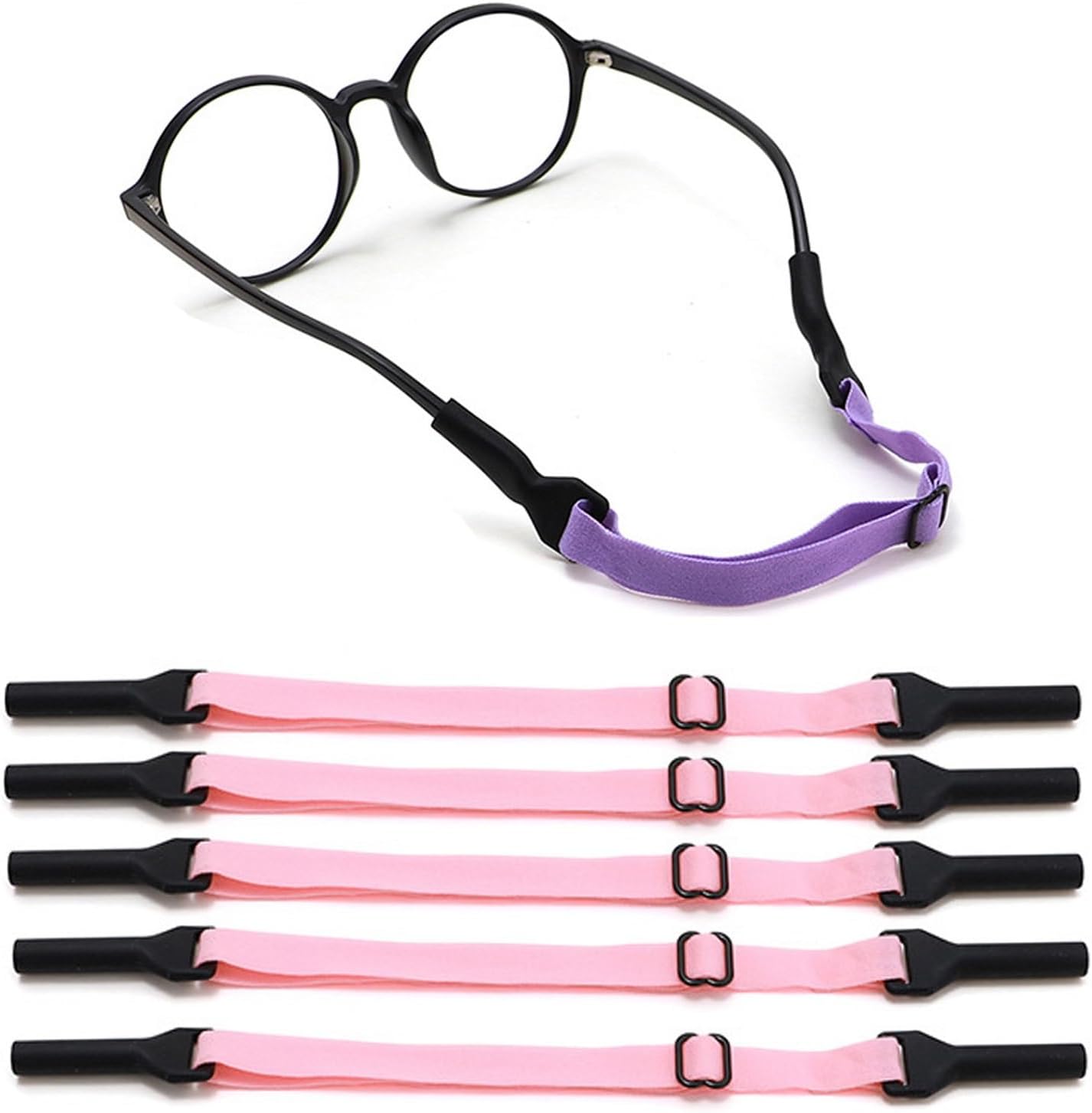 OPUGIT 5Pcs Adjustable Eyeglasses Strap, No Tail Spectacle Straps, Kid's Eyewear Holder Strap For Glasses, Sunglasses.