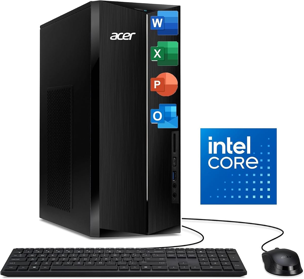 Computadora de escritorio Aspire Tower, Intel Core i5 de 14.a generación (hasta 4,7 GHz) | 16 GB de RAM DDR5, 1,5 TB de almacenamiento (SSD de 512 GB + disco duro de 1 TB) | WiFi 6E, Bluetooth 5.3, compatibilidad con monitores 4K, Office 365 gratuito en la Web