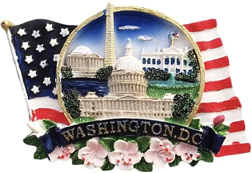 Washington D.C. Bandera 3D de Estados Unidos, imán para refrigerador, recuerdos, resina hecha a mano, calcomanías magnéticas para decoración del