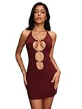 Women's Going Out Dresses Cut Out Backless Halter Bodycon Mini Dress Birthday Concert Rave Outfits