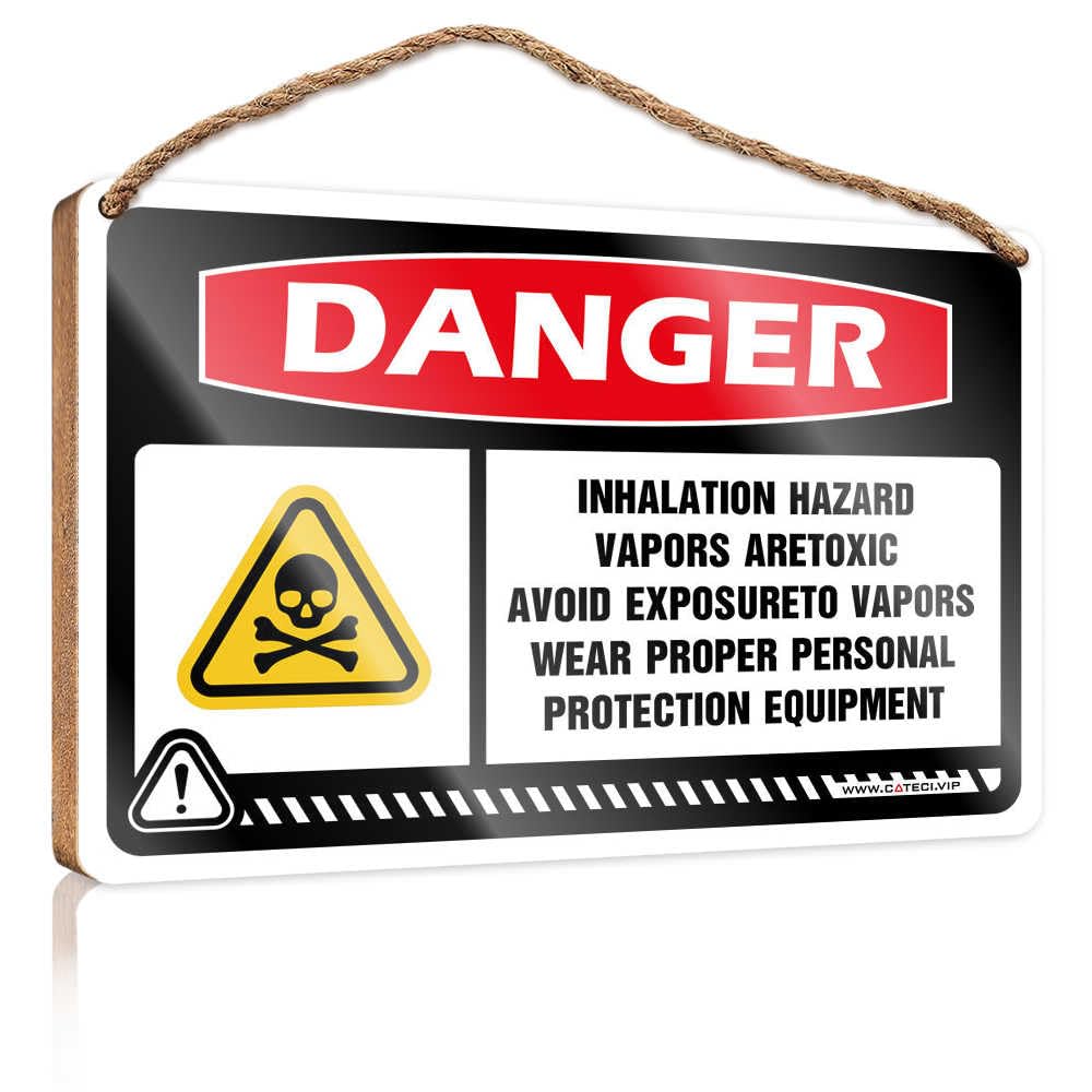 Funny Sign Decor Danger Inhalation Hazard Vapors Toxic Wooden Sign Gifts For The Office Camper Decor(15X28CM)