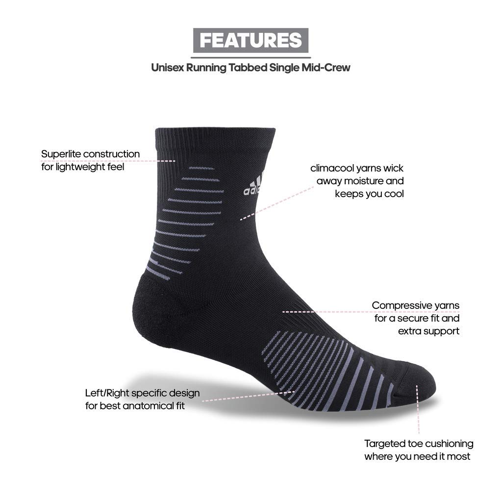adidas Unisex Running Single Mid-crew Sock Calcetines de media caña Unisex adulto (Pack de 1)