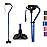 GPTCAMP G1 Walking Stick, Walking Cane for Women & Men with Wrist Strap, Lightweight & Sturdy Offset EVA Handle, Large Quad Base, Self Standing for Seniors and People with Injuries & Recovery