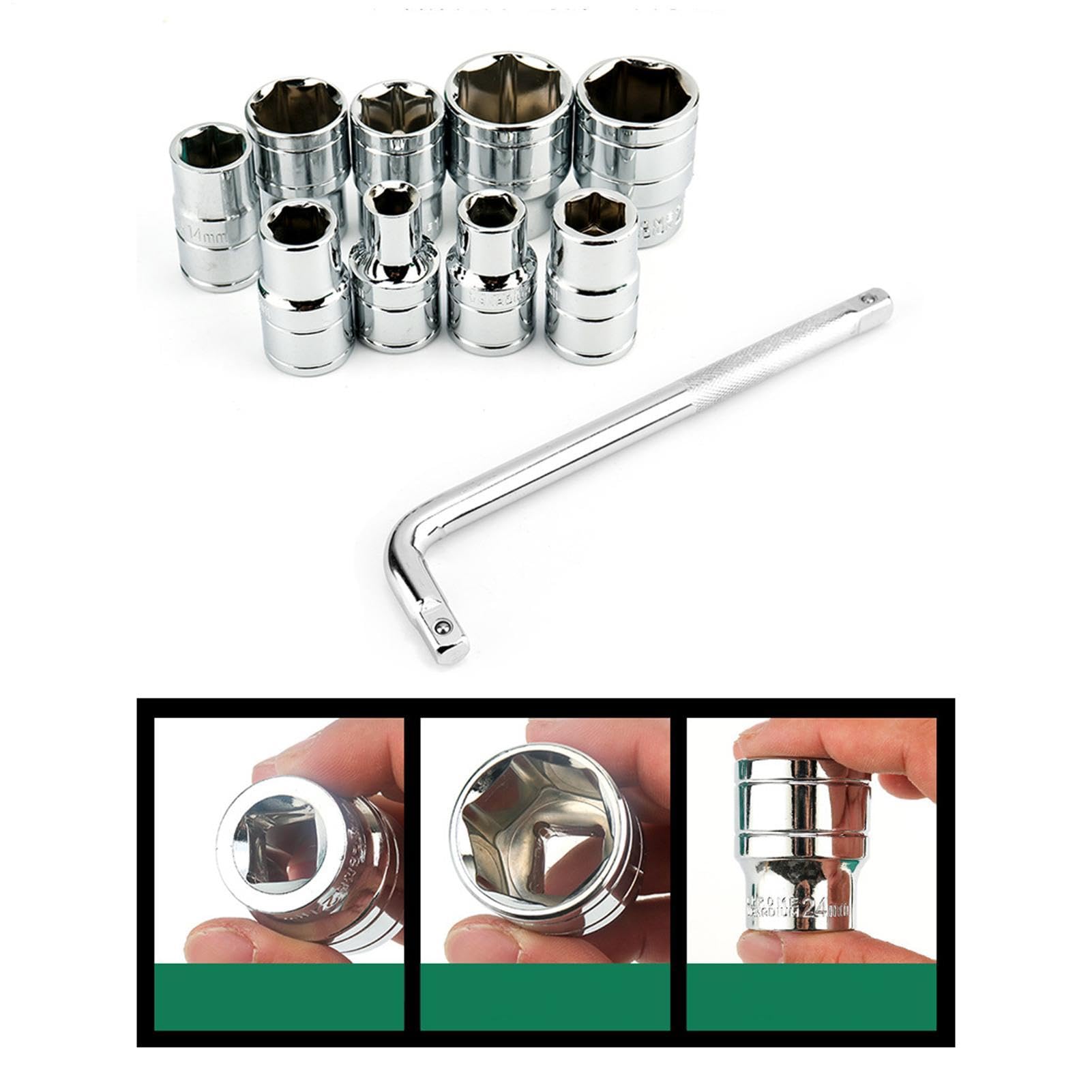 Juego de Llaves de Vaso para Coche Herramienta Portátil Multifuncional | Kit de Herramientas de Mecánico con Llaves de Vaso para automóvil, motocicleta, vehículo, electrodoméstico y