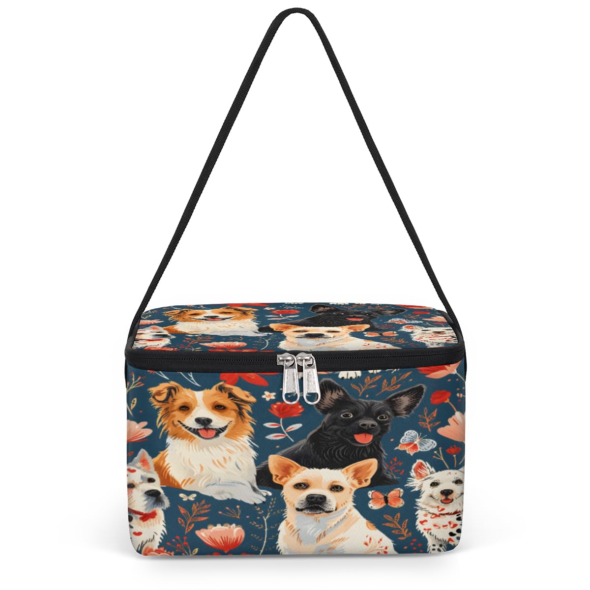 GzLeyigou Dogs Husky Lunch Bags for Women Men 9 Cans, Hot & Cold Food Delivery Bag Insulated Grocery Bag Insulated Lunch Box Valentine's Day Cooler Bag for Office Work Picnic Beach