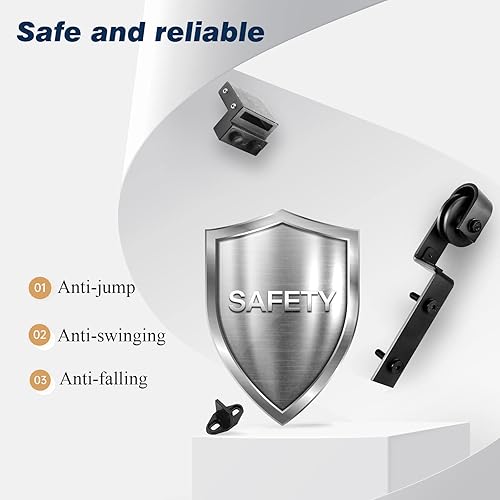 Miniatura 8 de EaseLife - Kit de herrajes para puerta de granero corredera doble, riel único