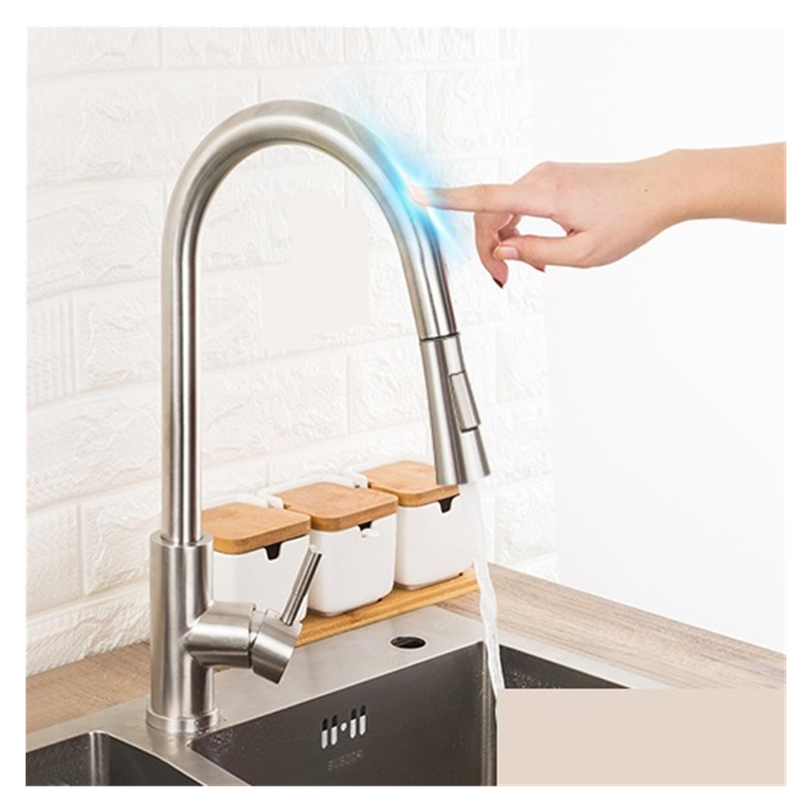 Robinet de cuisine à capteur intelligent pour évier moderne en inox