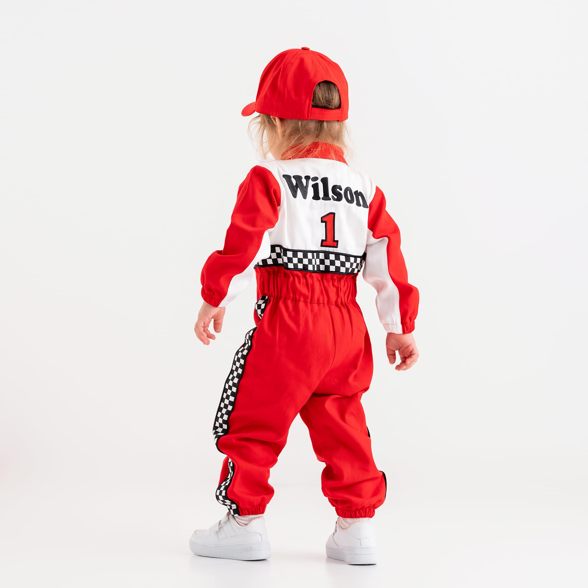 Costumes Club Personalized Handmade Race Car Driver Costume for Toddlers (3T, Red & White), 3 Years - Image 7