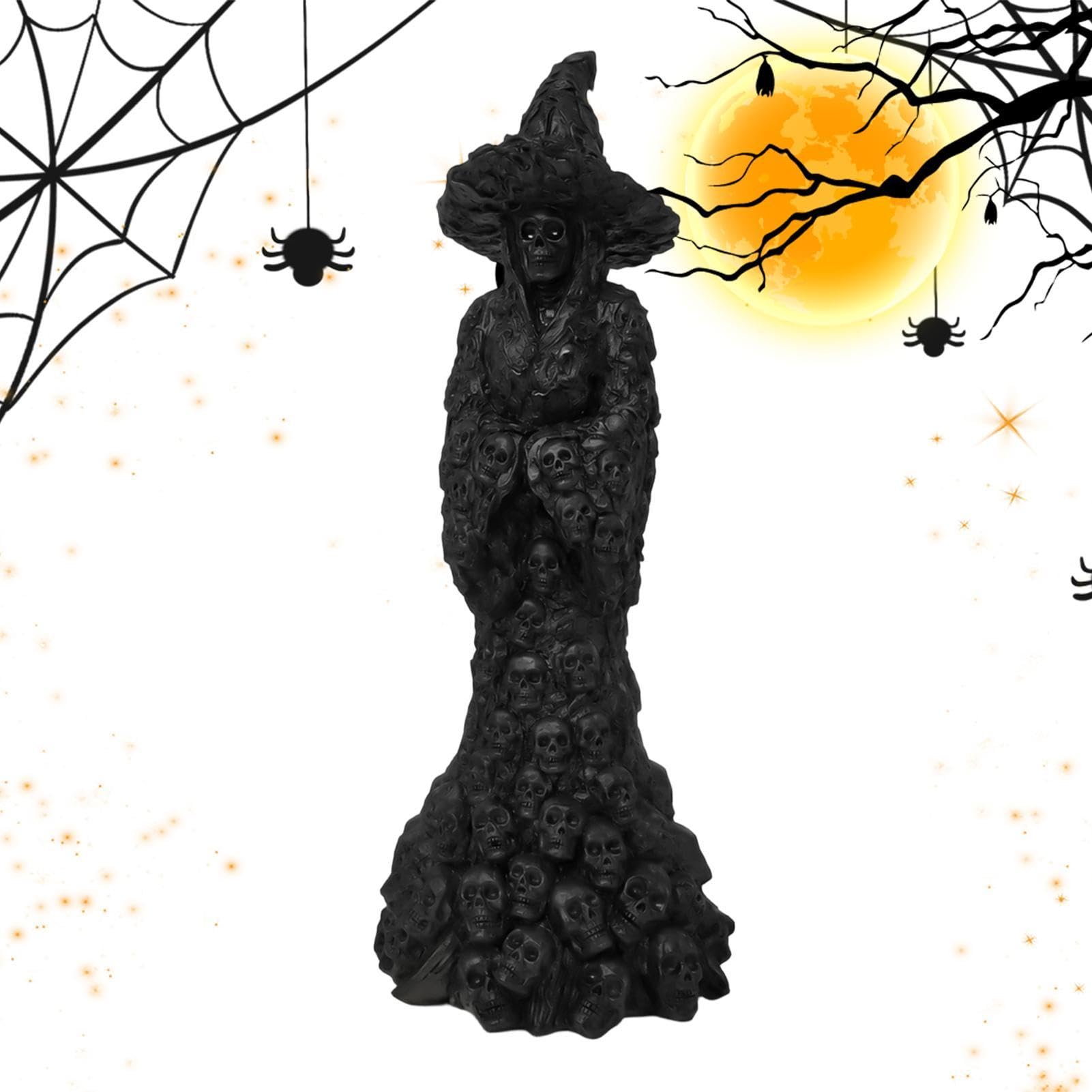 Sorcière d'Halloween en résine robuste pour remplacer les décors fragiles de jardin