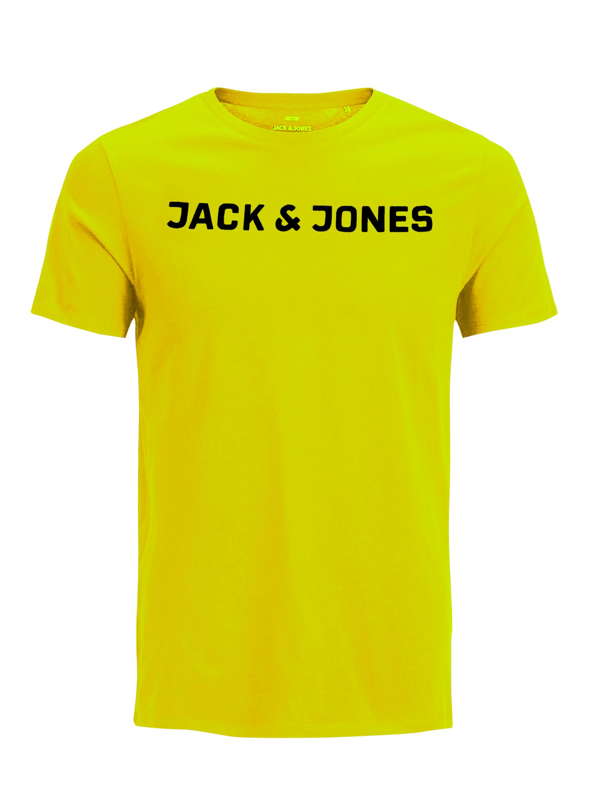 JACK & JONES Male T-Shirt Logo Crew Neck T-Shirt, Yellow (Safety Yellow), XS