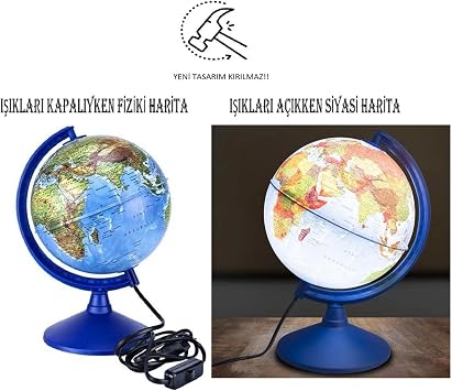 D nya K resi I kl  K re Hem Fiziki Hem Siyasi 26 Cm  apl  Y ksek Kalite Yer K re Harita,  ok Renkli