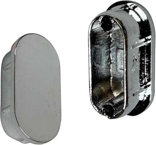 Tapa ovalada para barra de armario  0.591 in x 1.181 in  Cromo pulido  Paquete de 2