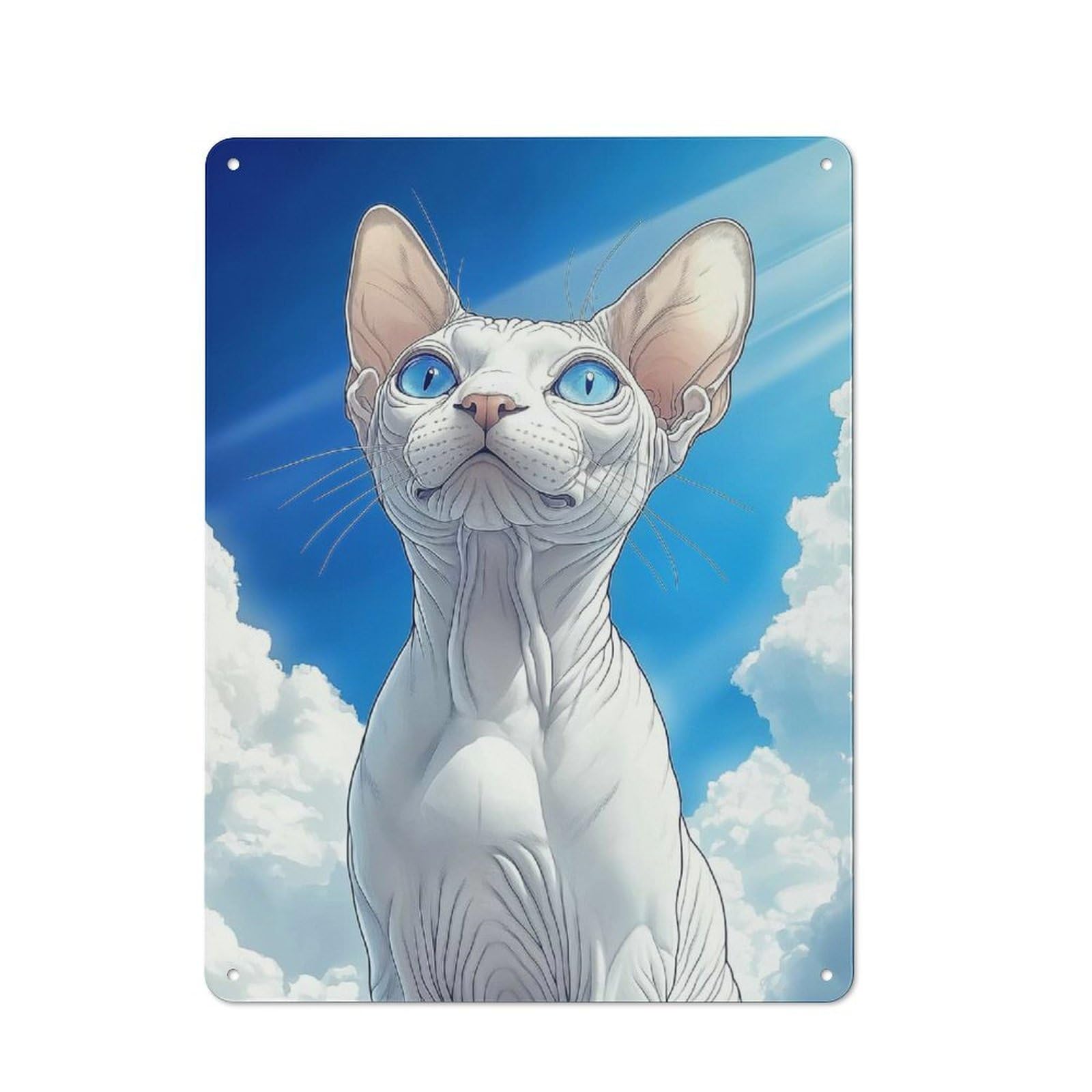 Junmoney Style-5 Sphynx Cat Portrait Retro-Style Tin Sign 40X30cm For Guest Room Or Hallway, A Christmas Gift For People Styling Guest Room And Hallway