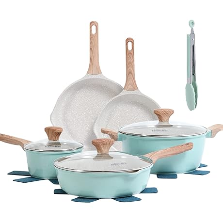 12-Piece Blue Granite Pots and Pans Set
