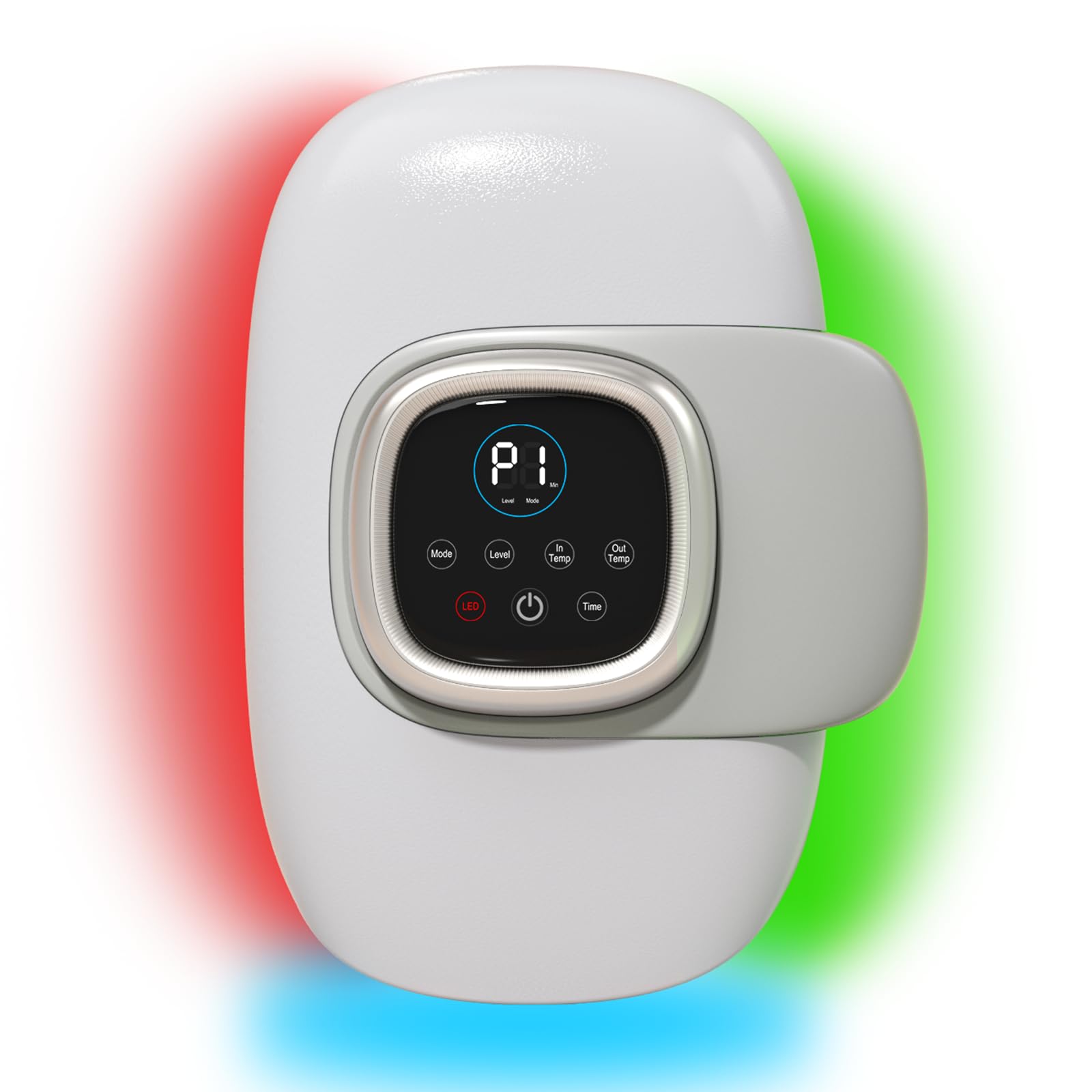Mano Massaggio, Massaggiatore per Mani con Compressione Ad Airbag a 3 Livelli, Massaggiante per Polso con Funzione di Memoria, con Luce Rossa, Blu e Verde, Calore Interno Ed Esterno, Allevia Il Dolore