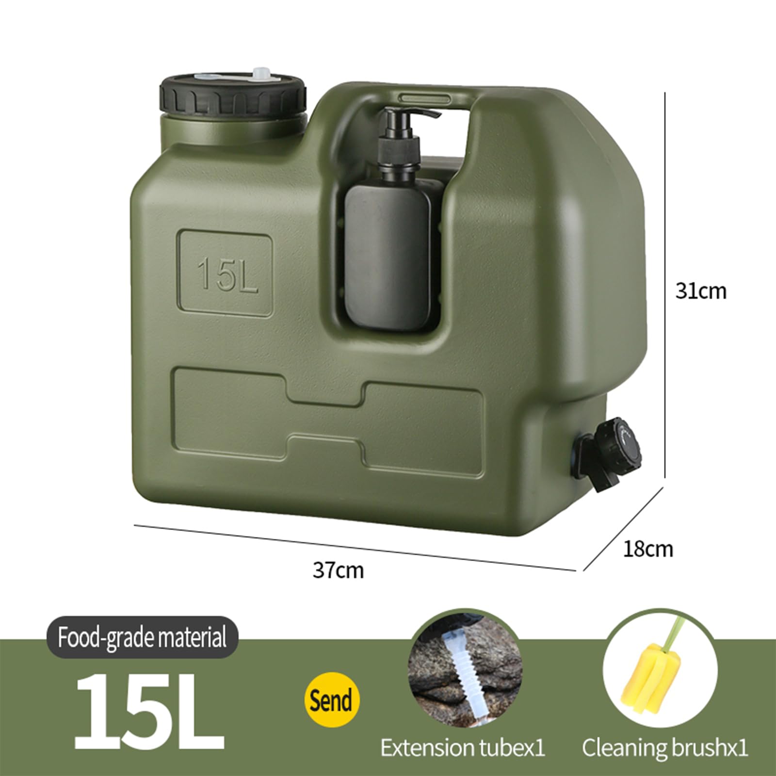 Bidon Eau avec Robinet, Réservoir Eau Potable Jerrican Alimentaire HDPE sans BPA pour Camping Randonnée