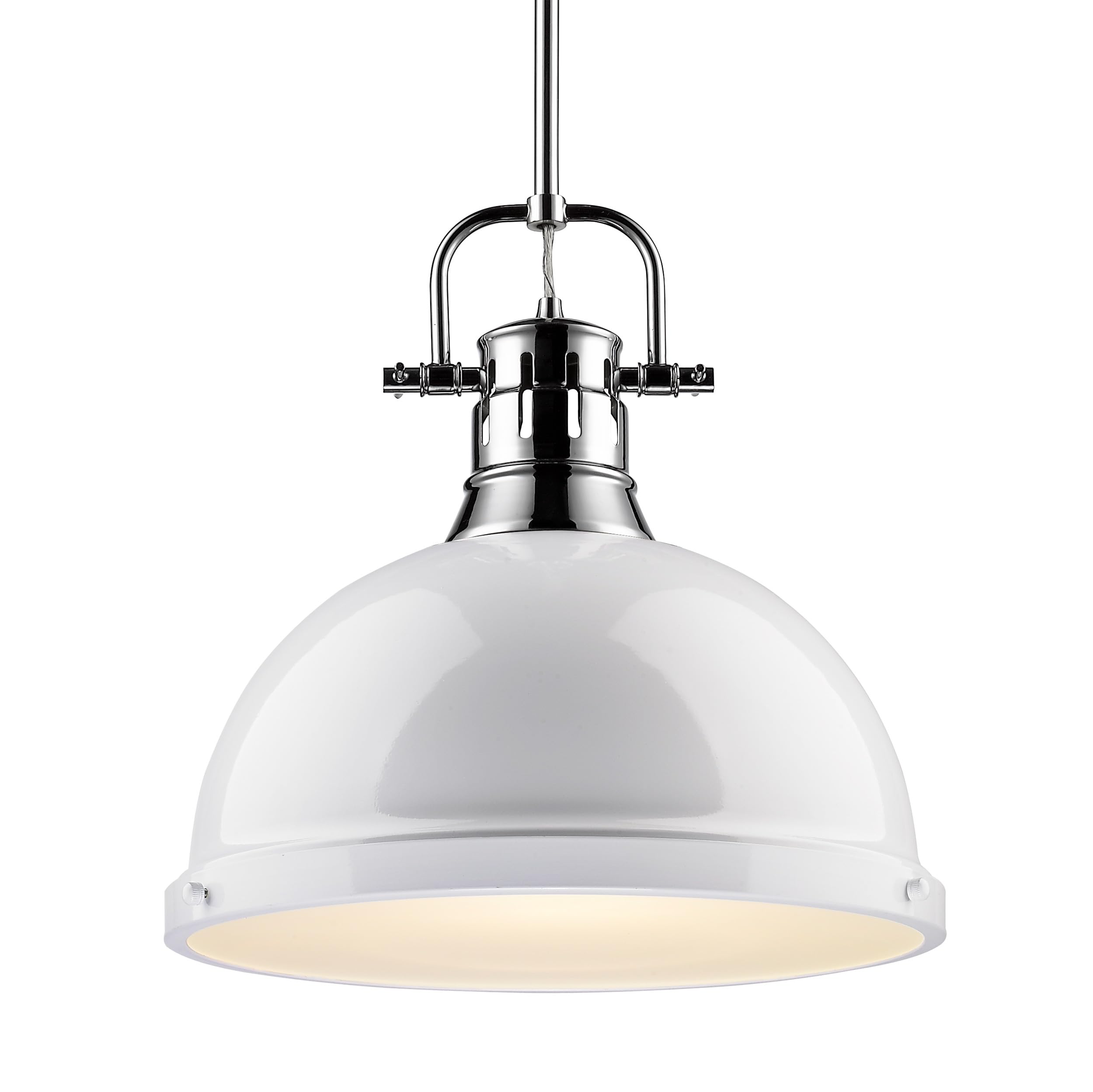 Golden Lighting 3604-L CH-WH Duncan Pendant, 14.63" x 14", Chrome with White Shade