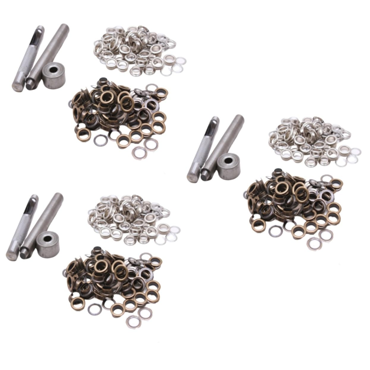 TEHAUX 300sets Kit Di Occhielli Colorati Ottone Con Strumenti Set Multipurpose Per Scarpe Abbigliamento e Fai Te Argento e Ottone Antico Pratico e Resistente Per Ogni Esigenza