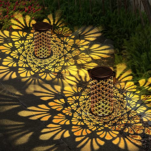 Recopilación de Faroles de luz que Puedes Comprar On-line. 41 Purplecrystal 2 Piezas Linterna Solar Colgante de Metal, Diseño Hueco con Proyección de Sombras Decorativas, IP65 Impermeable, Luz Cálida, para Jardín, Patio, Terraza, Navidad,...