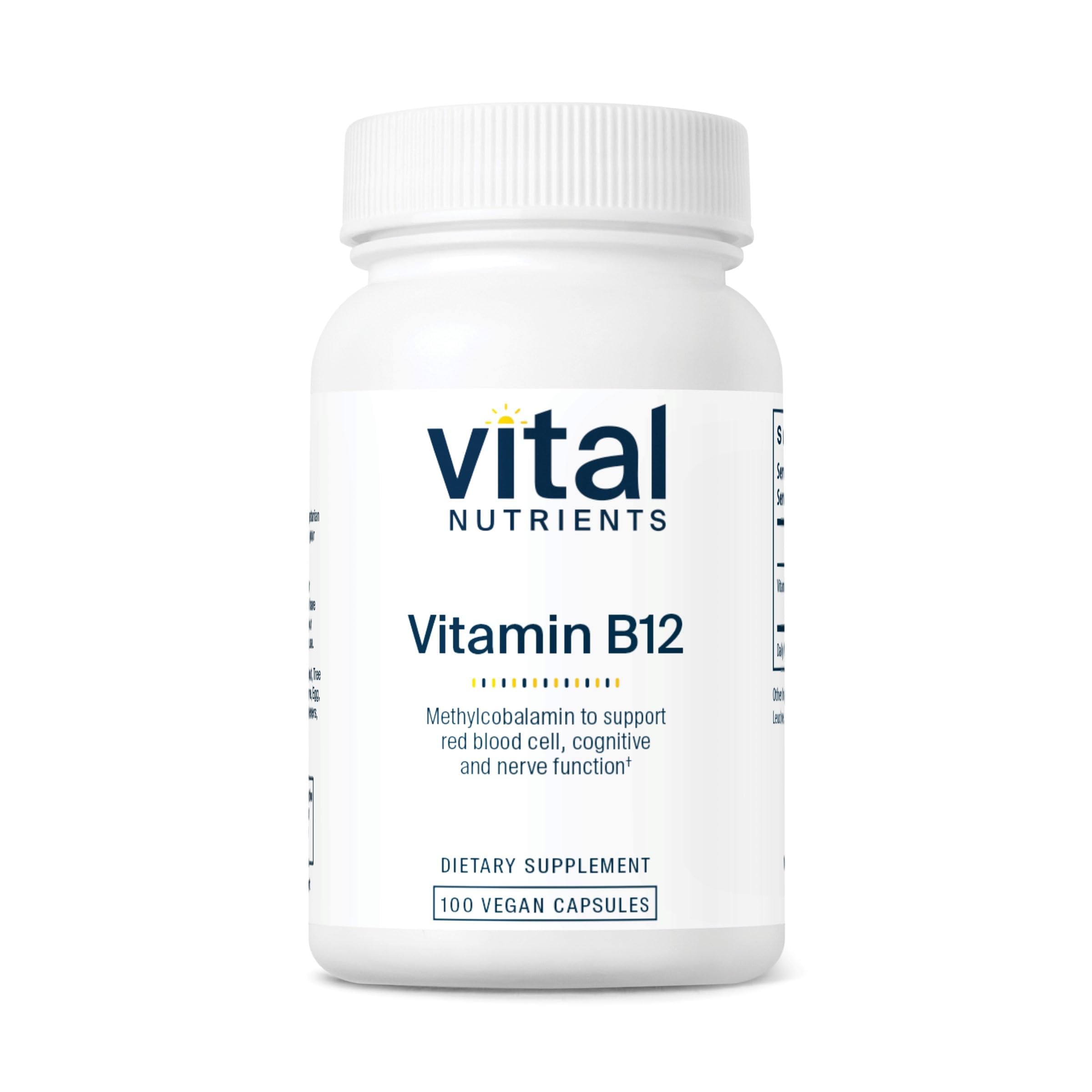 Vital Nutrients Vitamin B12 1000mcg - Vegan - Methylcobalamin for Metabolism, Cognitive & Nervous System Health* - High-Potency B12 Supplement - Gluten, Dairy, Soy Free - 100 Capsules