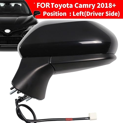 Miniatura 2 de Marretoo Conjunto de espejo lateral para Toyota Camry lado del conductor 2018 2019 2020 2021 2022 2023  Potencia  Acabado brillante  No calentado