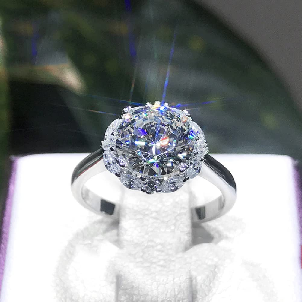 Apertura de 5 Quilates Ocho Corazones y Ocho Flechas Flecha Circonita cúbica AAA Blanca Oro Rosa Piedra Principal Grande Anillos de Boda de Compromiso de cóctel Oro de 14 Quilates Anillos de halo de