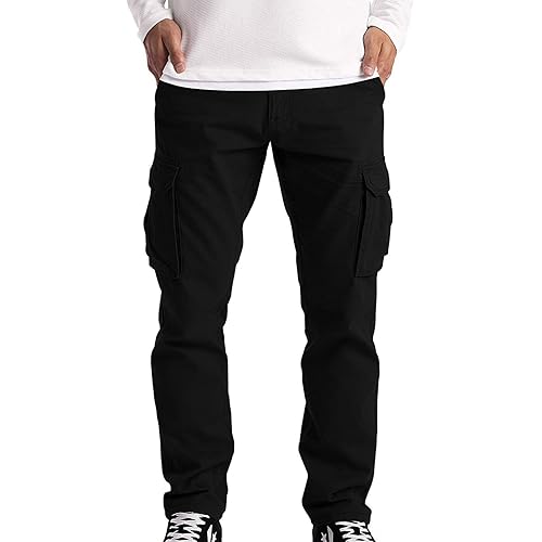 Men's Athletic Pants Relaxed Fit Stretch Elastic Waist Work Pants Lightweight Tactical Pant Hiking Jogger with Pockets