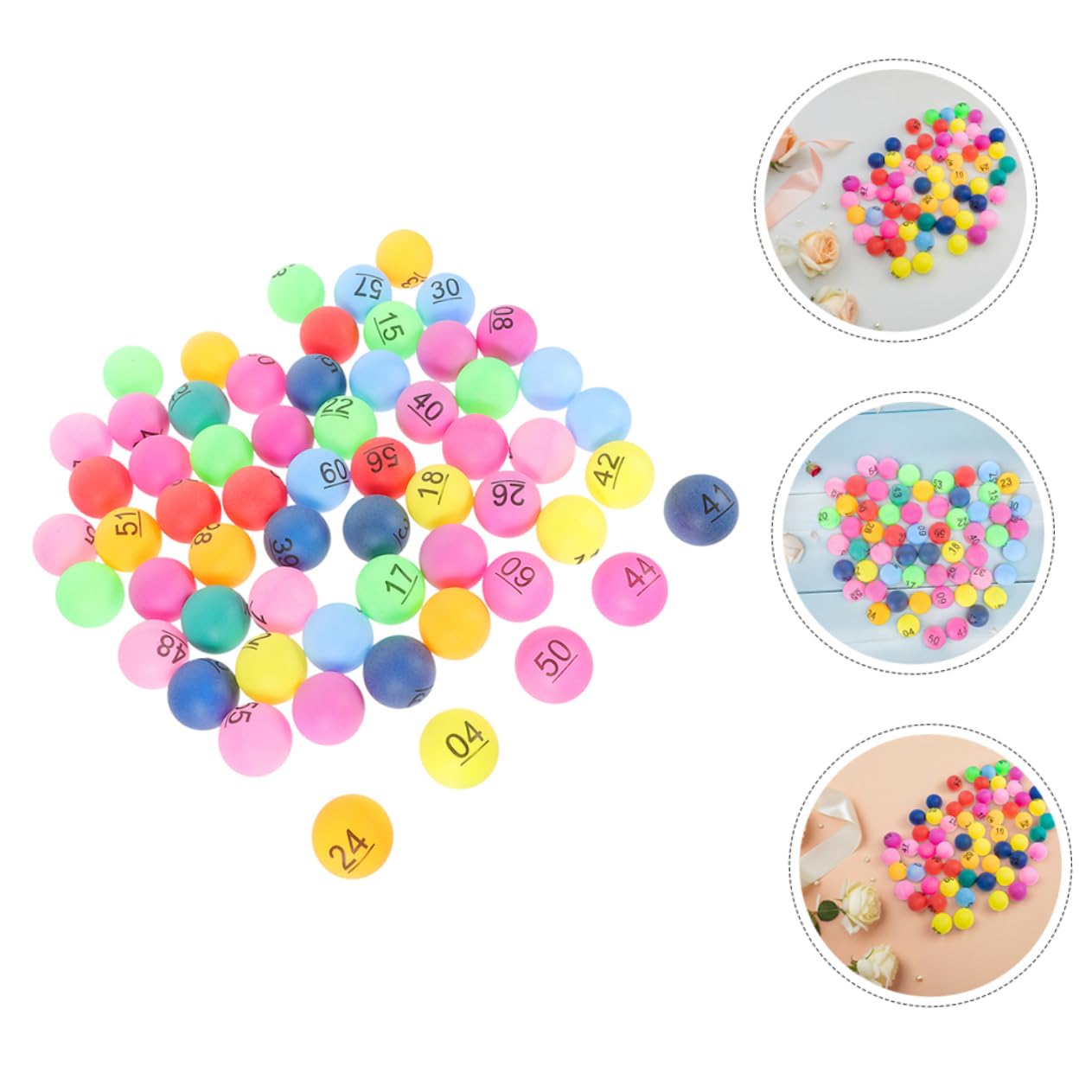 WOONEKY Boules Numérotées en Plastique 1 à 90, Lot de 90 pour Bingo