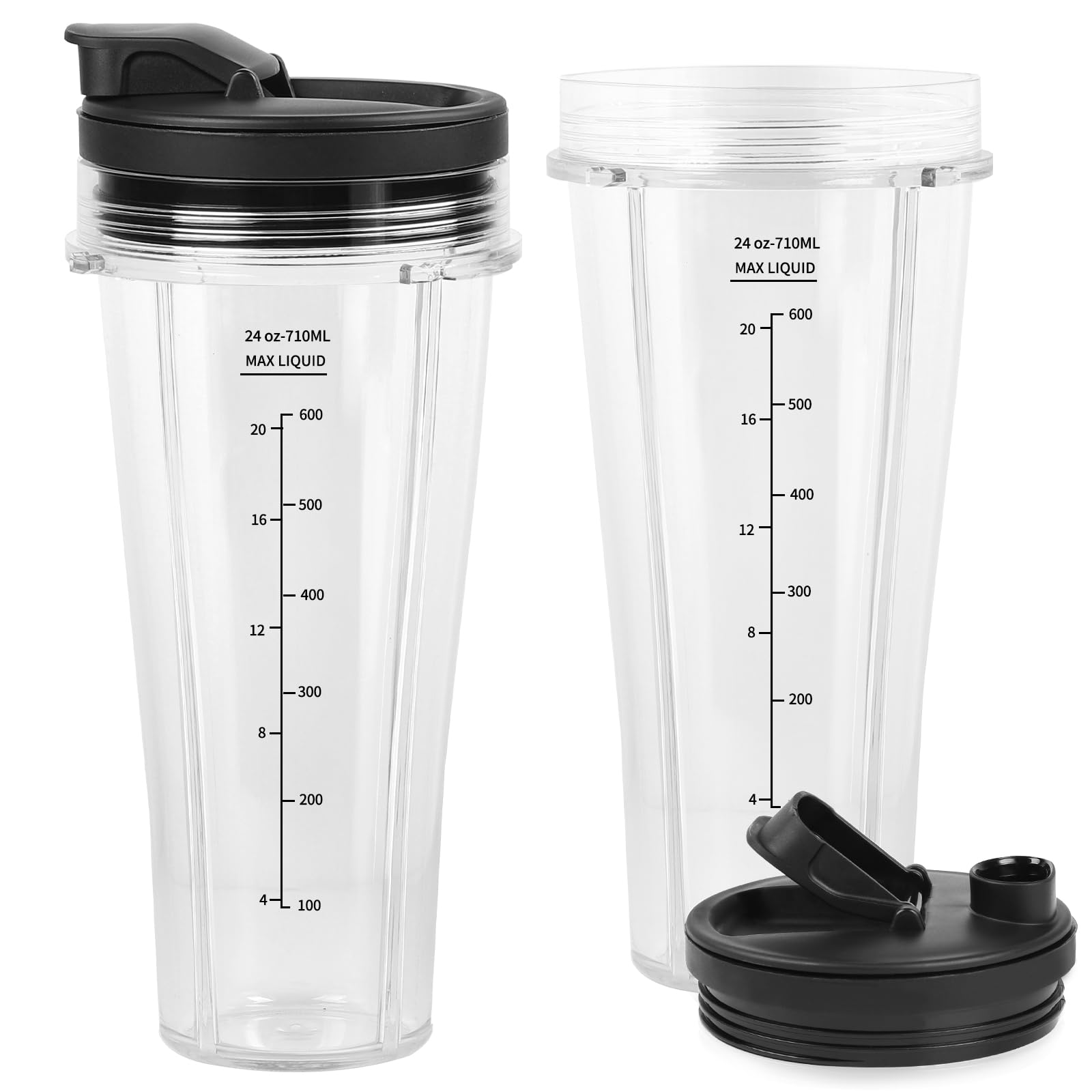 SWAWIS Kit di 2 Bicchieri Sostitutivi per Frullatore da 24oz (710ml) Compatibile con Ninja Frullatore CB350EU BN800EU BN750EU BN650EU BN495EU CB100EU Accessori di Ricambio per Bicchiere