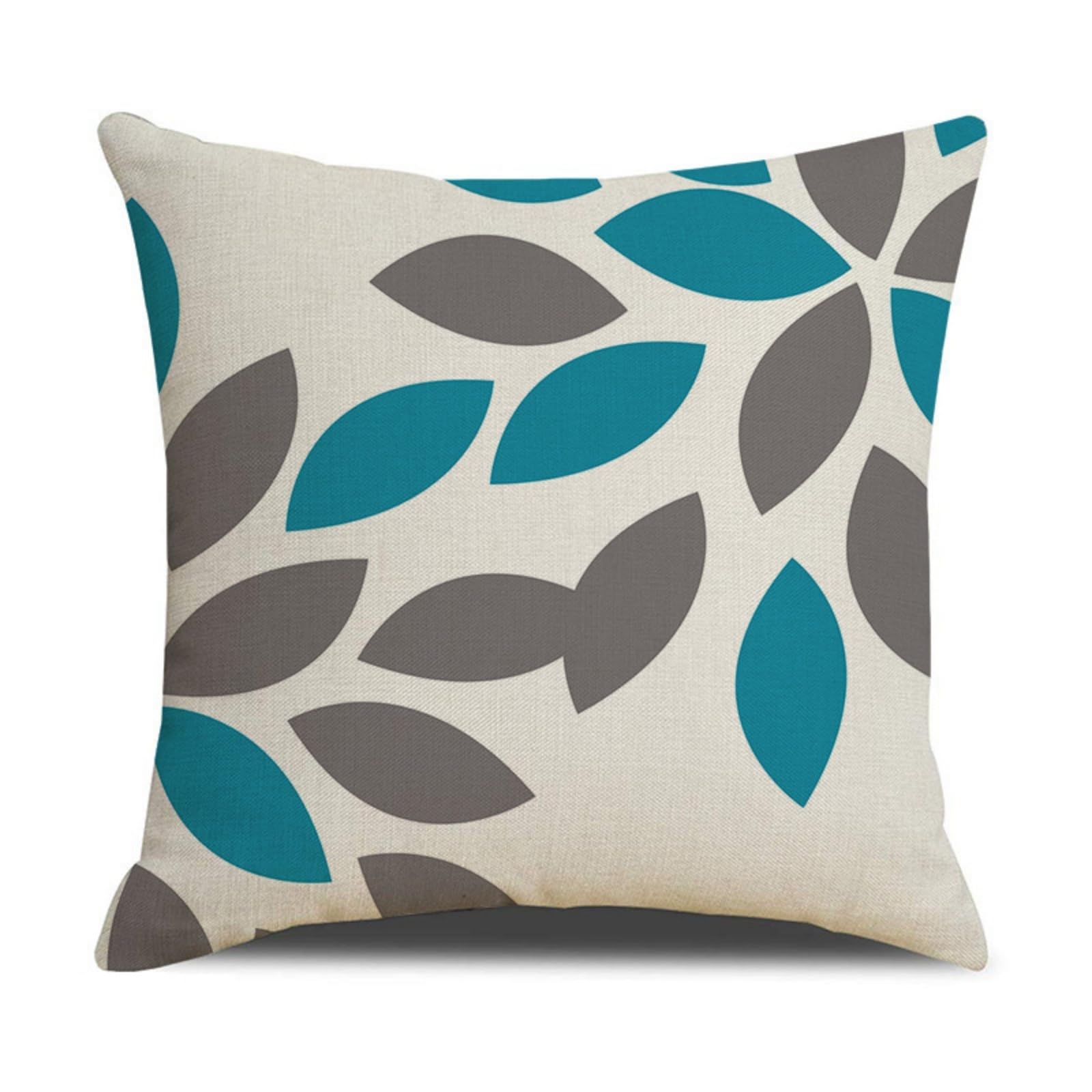 Cushion Covers 60cm x 60cm Gray Leaves Large cushions with covers included - Linen Square Decorative Throw Pillowcases with Invisible Zipper, for Livingroom Sofa Bedroom