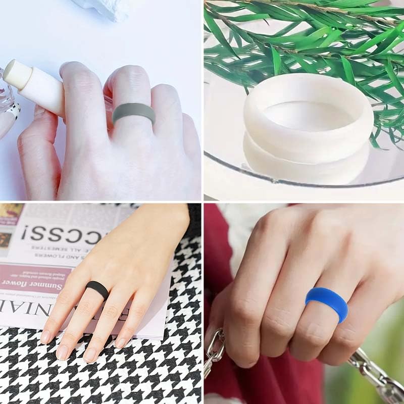 Women's Silicone Wedding Engagement Rings,Flexible Rubber Bands,Comfortable Stackable Multipack4