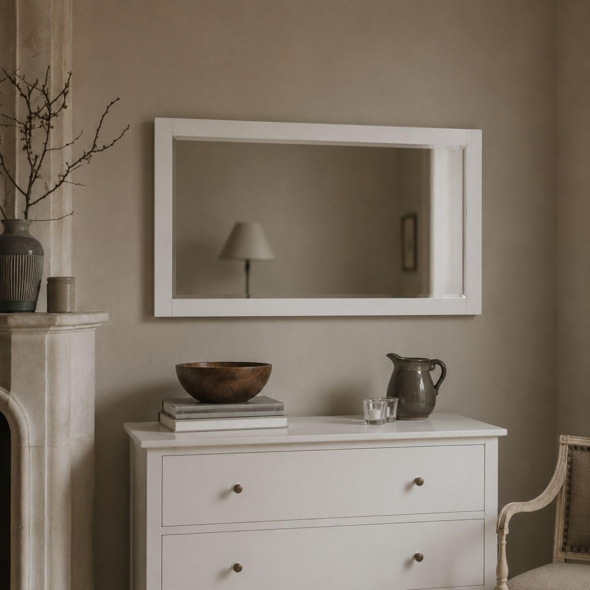 Statement Furniture Edward Hopper Rectangular Wall Mirror Extra Large White Pine