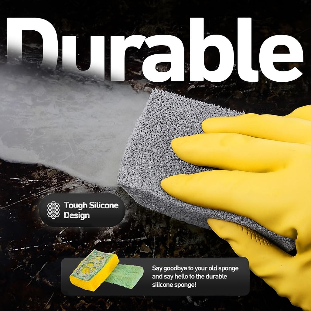 Casanero Paquete de 12 esponjas de silicona para fregar, resistentes, antiarañazos, reutilizables, sin olor, limpieza multiusos para platos, antiadherentes, encimeras