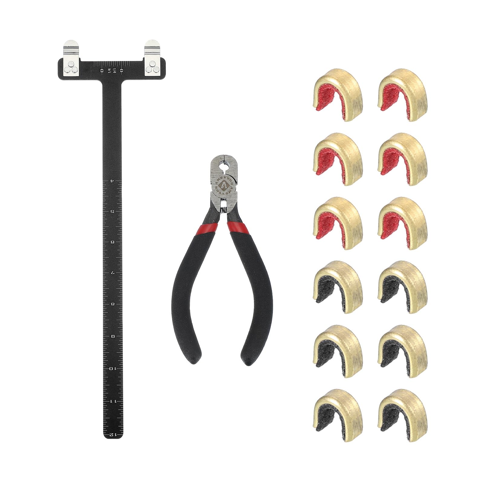 sourcing map Archery Bow Square T-Shape Ruler Tool Nocking Points Plier Set 33x9mm Turning Bow String Knock Kits for Recurve Compound Bowstrings Archery Accessories (Black)