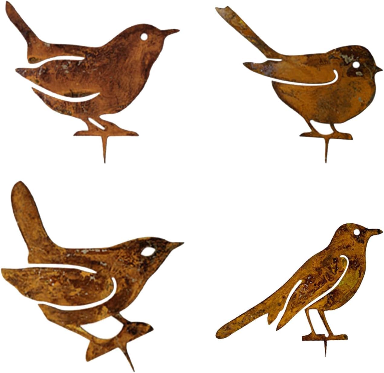 4 PCS Rusty Birds Decoration, Simulation Metal Bird Figurine, Metal Birds Garden Ornaments for Outdoor Patio Rustic Yard Decor Stake Silhouettes Decorative Ornament