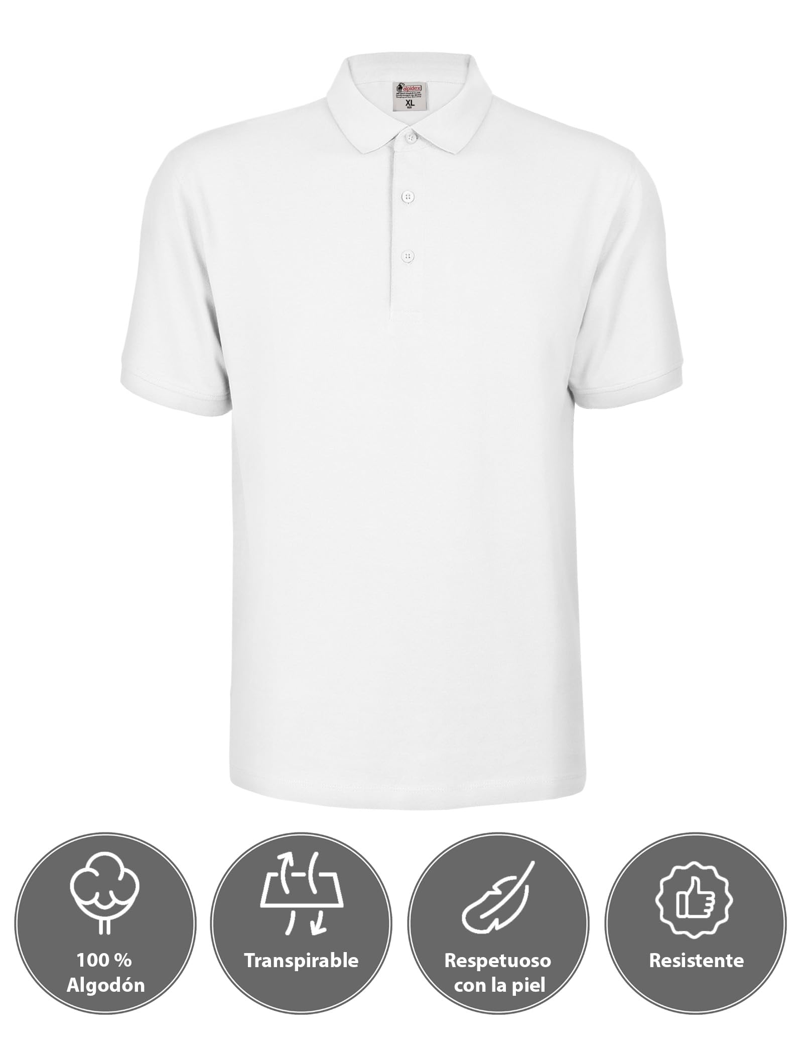ALPIDEX Camiseta Polo Hombre Pack de 3 Camisa de Manga Corta 100% Algodón Unicolor Polo Casual S M L XL XXL 3XL 4XL 5XL