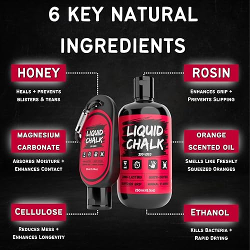 Miniatura 5 de PowerGrip - Tiza líquida para gimnasio, levantamiento de pesas, escalada y levantamiento de potencia, tiza de gimnasia de larga duración para