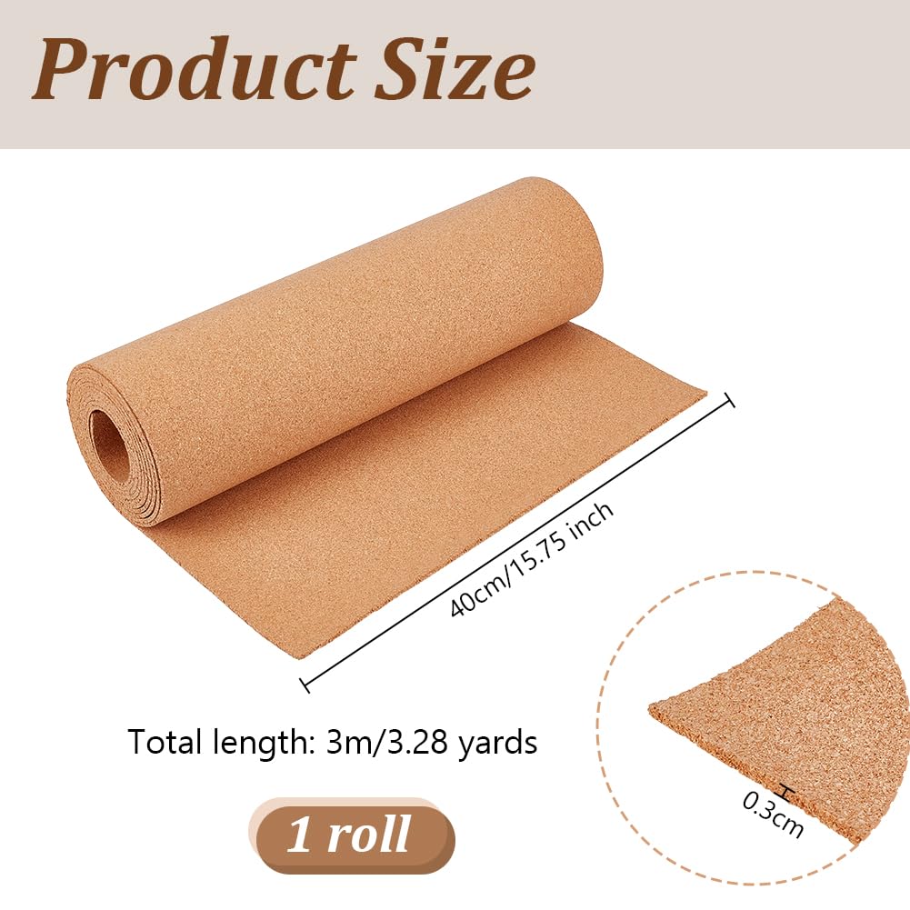 OLYCRAFT Grand Rouleau Liège 3 mx40cm Liège Naturel 3mm D'Épaisseur Panneaux D'Affichage Feuilles Isolantes Lièges Multi Usages L'Artisanat le Bureau L'Organisation et la Décoration