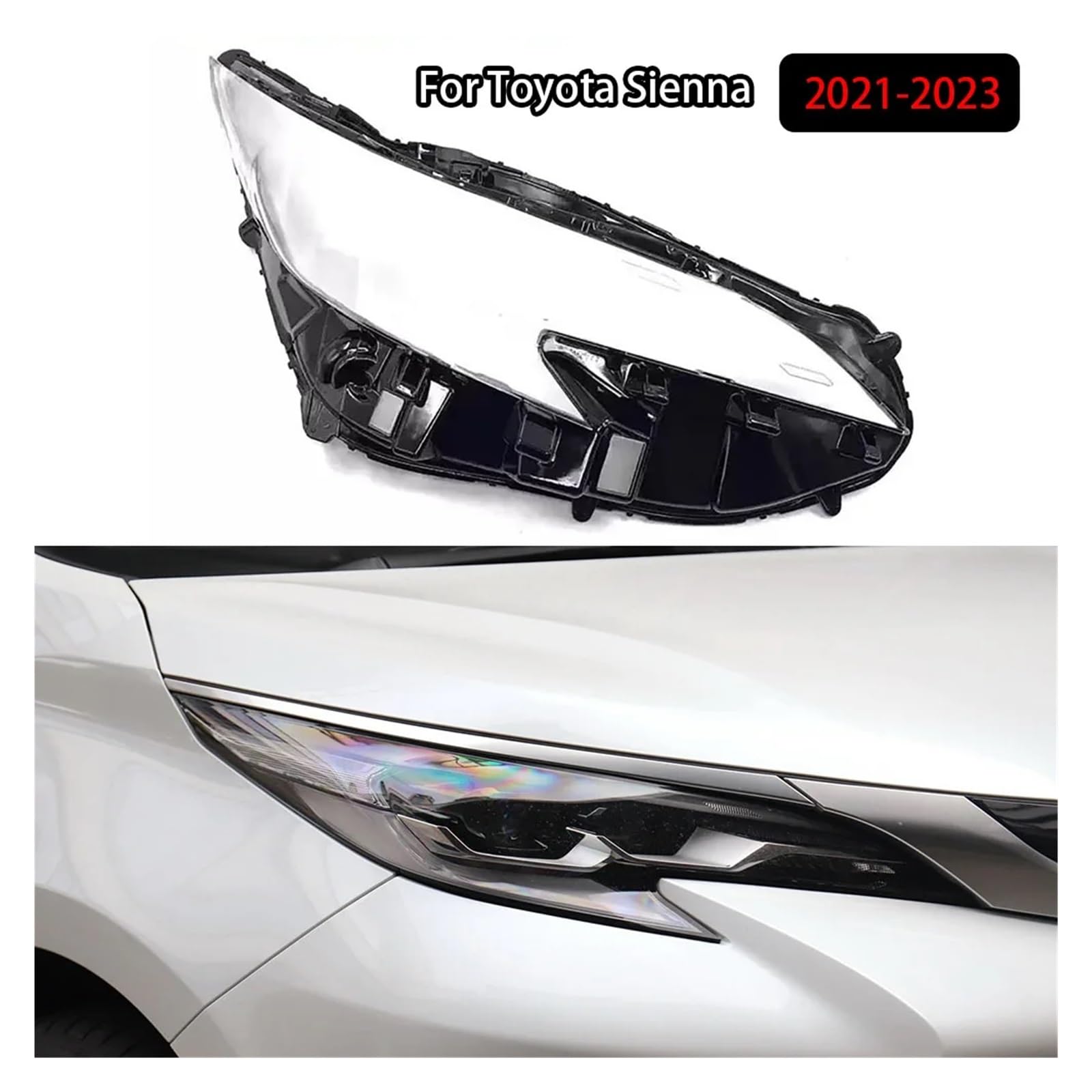 Osłona soczewki reflektora samochodowego kompatybilna z Toyota Sienna 2021-2023, osłona reflektora samochodowego klosz lampy klosz lampy szkło etui na soczewki samochodowe nasadki na światła(Hi