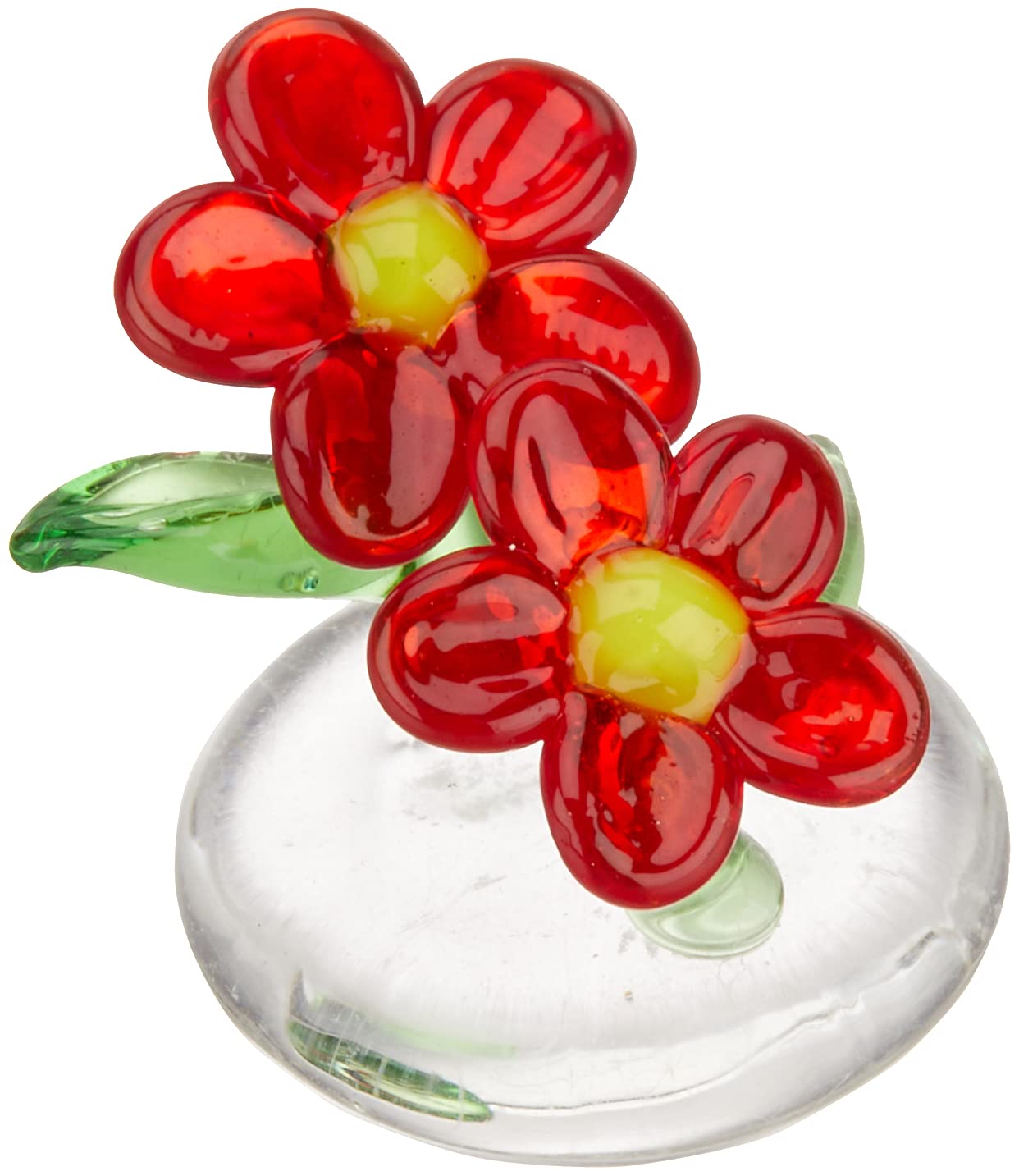 赤、白、ピンクのお花　　ガラス細工 ガラス製のお花パーツ／ちび赤白の花 - チャルカお買いもの