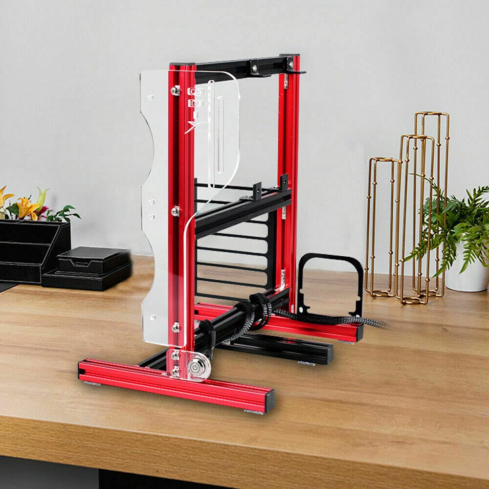 DIY ITX ATX MATX PC Frame Test Bench Open Air Case Water Cooling Fan Chassic,ATX Mini Computer Case,Red