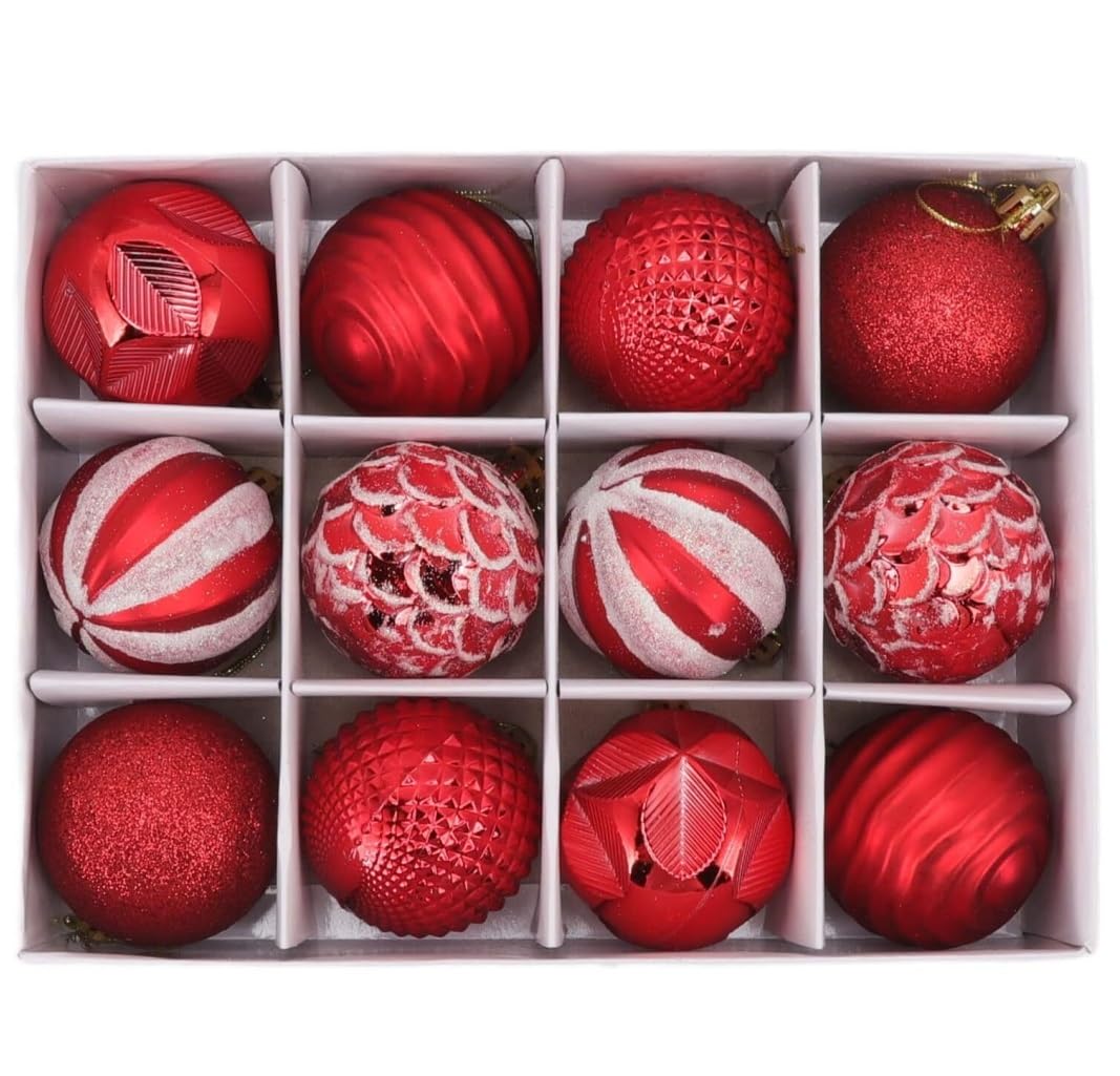 Bolas Arbol de Navidad Adornos De Bolas Navidad para Árbol, Decoraciones Inastillables, Bola Colgante para Fiesta Navideña, 12 Uds Decoración de Temporada(A)