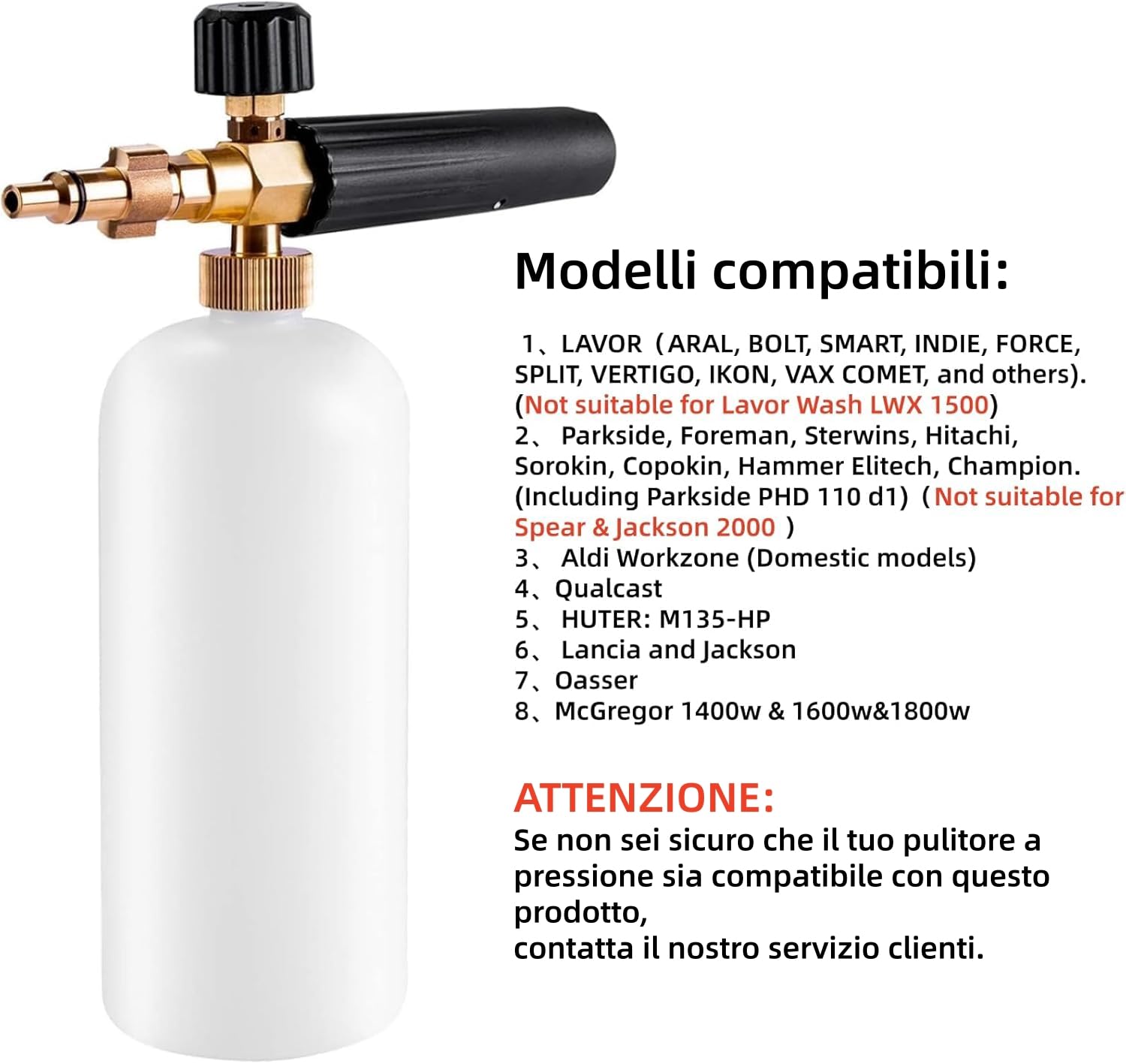 Stone Banks Lancia Schiumogena per LAVOR/Parkside/Spear and Jackson, lancia schiuma Accessorio per idropulitrice schiumogeno